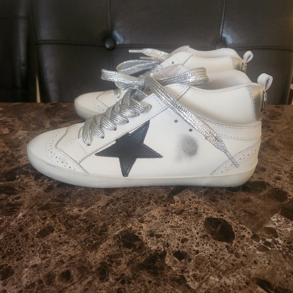 Golden Goose Mid Star Leather Wing-Tip Sneakers Size 37 - Picture 2 of 7
